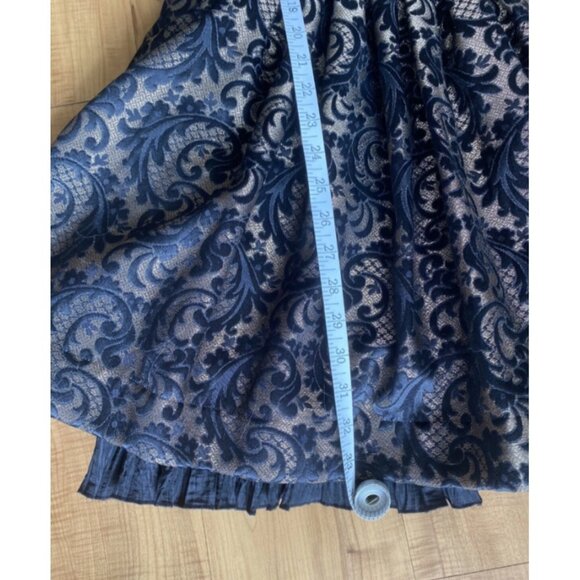 Jessica McClintock Dress Girls Size 6 Beige w Black Floral Pattern - Bow - Picture 5 of 9